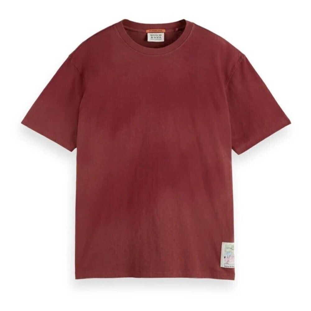 SCOTCH & SODA Shirt Mens Large Burgundy Pullover Vintage Wash Loose Fit Tee